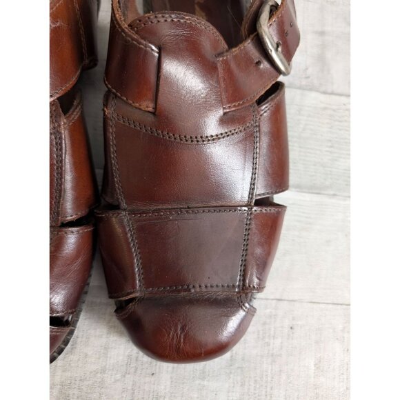 Mens Deer Stags Brown Leather Fisherman Sandals With Adjustable Strap Size 11 M - Picture 3 of 7
